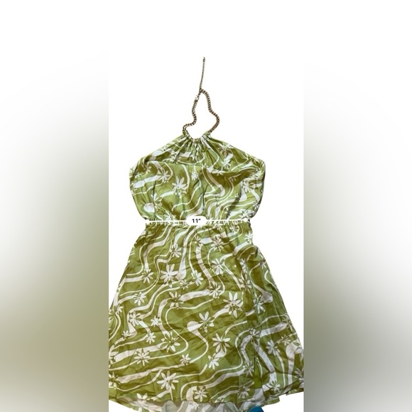 ASTR the label Women's Quinta Dress Celery Green Floral Halter Necklace Small - Picture 10 of 12